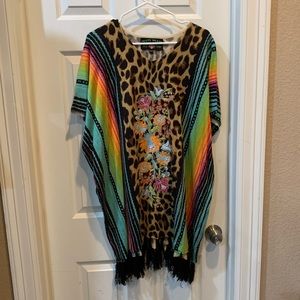 Crazy Train plus Size Embroidered Poncho